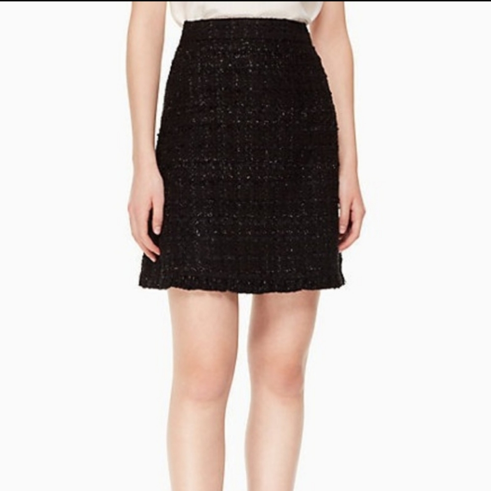 NWT Kate Spade Black Mini Tweed Skirt Sz 12